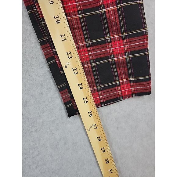 Time and Tru Red Plaid Mid Rise Side Zip Tapered Stretch Pants Women's 12 - Picture 8 of 12